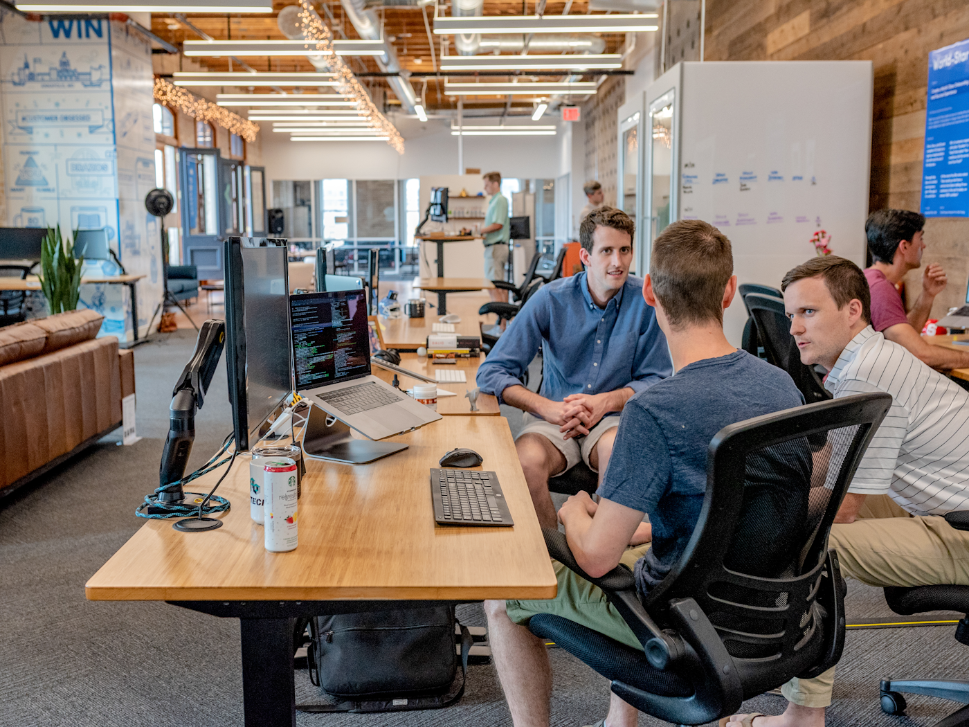 Colleagues reviewing product samples